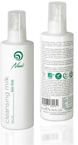 Nuvò - Latte Detergente Viso e Occhi BIO 200ml, Rimuove Trucco e Impurità, con Bava di Lumaca, Acido Ialuronico, Olio di Mandorla. Delicato, Per Tutti i tipi di Pelle, Anche per quelle Sensibili