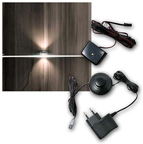world-trading-net - LED Glasbodenbeleuchtung Clip-3D im 4er Set, schwarz, Leuchtfarbe kaltweiß, inklusive Netzteil