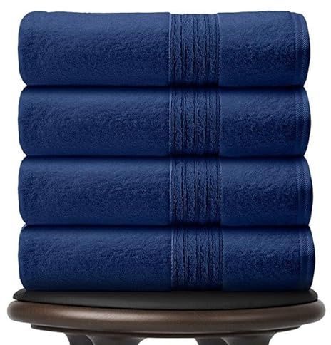 GC GAVENO CAVAILIA 50 x 80 cm Hand Towels Blue - Egyptian Cotton 4 Pack | 450 GSM Fast Dry & Highly Absorbent, Soft Bathroom, Spa, Hotel & Gym Towels, Durable & Machine Washable