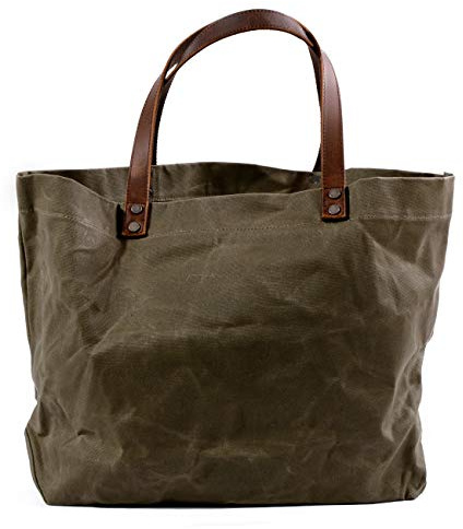 WUDON Reisetasche aus gewachstem Segeltuch – extra große Tragetasche für Damen, Green a, X-Large