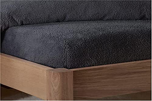 Sleepdown - Lenzuolo in pile con angoli, in tinta unita, caldo e super morbido, per letto king size, colore: antracite