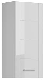 Badezimmer Hängeschrank Badschrank Schrank Venice, Holzwerkstoff, weiß Nachbildung/weiß Hochglanz, 37 x 77 x 23 cm