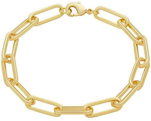 Amazon Essentials 14K Gold Plated Chunky Chain Link Bracelet 7.5, Yellow 14K Gold