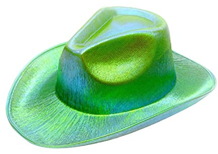 Altsuceser Neon Glitzer Weltraum Cowboy Hut, Glitzer Frauen Holographische Cowgirl Hut für Partys Grün Einheitsgröße