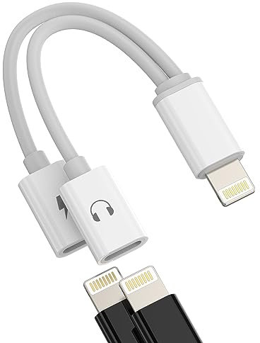 Adaptateur Ecouteur iPhone Lightning Jack Chargeur Double Prise Cable(2en1)certifié Apple MFI Accessoire pour 14 13 12 11 Pro Max 7 8 Plus X Ipad 2 Air Adapter Voiture Casque Audio Câble AUX Adaptador