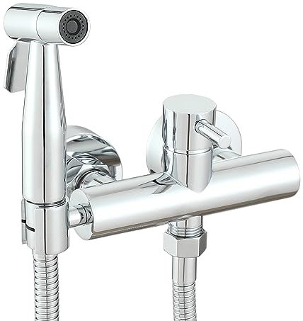Ownace Bidet-Mischbatterie zur Wandmontage, Chrom, Sprüh-Set, WC, Dusche, muslimische heiße und kalte Bidet-Armatur mit Shattaf-Sprüh-Set