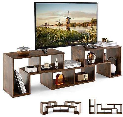 Multigot TV Cabinet for TVs up to 65”, 3 PCS Console Television Entertainment Center, Free Combination TV Stand Unit for Living Room Bedroom (Rustic Brown)
