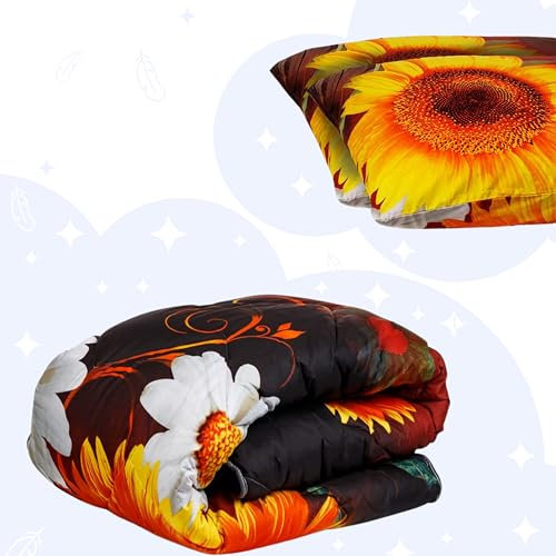 Zelesta Wonderbed Bettdecke 200x200 cm 4 Jahreszeiten - Bettwäsche winterdecke und Sommer-Bettdecke warm Duvet - Waschbare bettdecke ohne Bezug - Anti-Allergene Steppdecke (Summer Flowers)