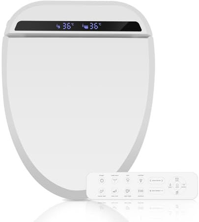 YOURLITE Smart Bidet Toilettensitz mit Düse, Intelligenter Toilettendeckel mit Absenkautomatik, Elektronisches Bidet mit Fernbedienung, Dusch WC Sitz,Nachtlicht und Trockner,Warmwasser,Waschfunktion