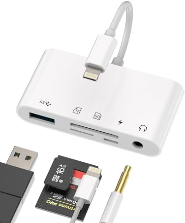 Adaptateur Lightning USB 3.0 Jack 3.5mm Casque Lecteur Carte Micro SD pour Apple pour iPhone 14 13 12Pro pour iPad câble Charge TF OTG caméra Transfert données Charge Rapide Sauvegarde hub Accessoire