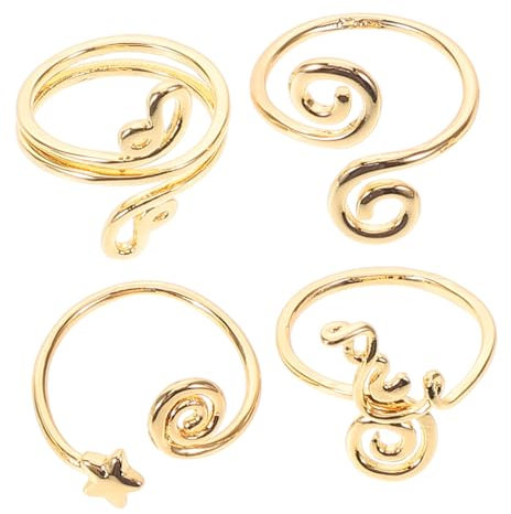 LIFKOME 4stücke Verstellbares Zehenring-set Für Damen Goldene Offene Fußringe Mit Funkelnden Zirkon Verschiedene Designs Bequem Anpassbar Idealer Schmuck Für Sommer Und Strand