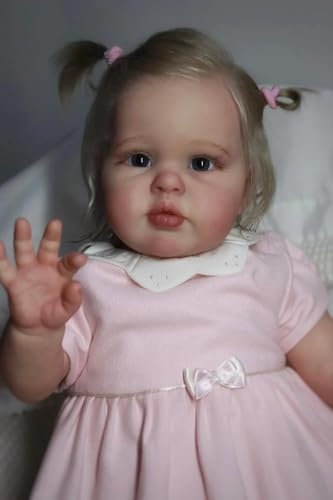 Zero pam Reborn Baby Mädchen-60CM Reborn Puppen Lebensecht Babypuppen Wie Echt Silikon Puppe Mit Haaren Echte Babypuppe Mit Schnuller
