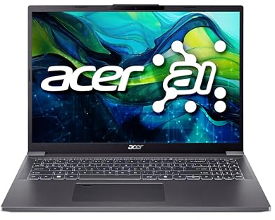 acer Aspire 16 (A16-71M-53SW) KI Laptop, 16 WUXGA+ OLED 120Hz Display, Intel Core Ultra 5 125H, 16 GB RAM, 512 GB SSD, Intel Arc Grafik, Windows 11, QWERTZ Tastatur, grau