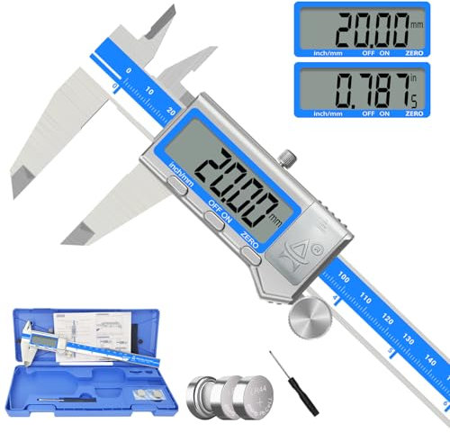 ACEMETER Digital Caliper 6 Inch Measuring Tool Stainless Steel Vernier Caliper Digital Micrometer with Large LCD Screen,Auto-Off Feature, Inch/Millimeter Conversion Measuring Tool Caliper (6 inch)