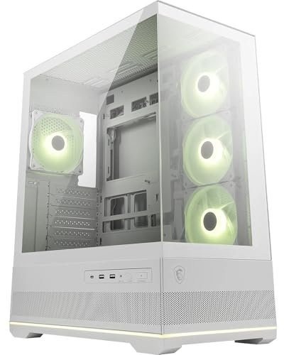 MSI MAG PANO 110R PZ White Boîtier PC Moyen Tour - Compatible avec Les GPU de 400 mm de Long, filtres à poussière, USB Type-C 20 GB/s, Compatible Cartes mères ATX et Micro ATX à connecteurs arrière