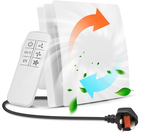 Bathroom Extractor Fan, 4 100mm Silent Ventilation Fan with Remote Control, 3 Speeds, Two-Way, Powerful Exhaust Fan for Bathroom Shower Toilet Attic Kitchen, Wall Window Ceiling, Energy Efficient