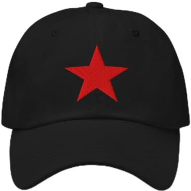 Red Star Hat - Revolutionary 5 Point Red Star Embroidered Adjustable Cotton Dad Cap