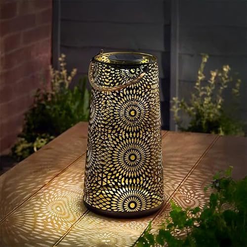 Garden Mile Solar LED Laterne Beleuchtung für Außen Hängende Garten Damast Lampe Solarbeleuchtung für Außen Silhouette Beleuchtung für Garten (Muscat Lantern - XL)