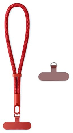 AOKSUNOVA - Tracolla corta per cellulare, colore rosso, regolabile, con laccetto portachiavi, rosso