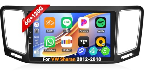 Android 15, 6G+128G 8 Core CAMECHO Radio para Volkswagen Sharan II 7N Seat Alhambra II 2012-2015 Carplay Android Auto, Pantalla Táctil IPS de 9 Pulgadas con Bluetooth FM/RDS EQ DSP GPS WiFi Cámara&MIC