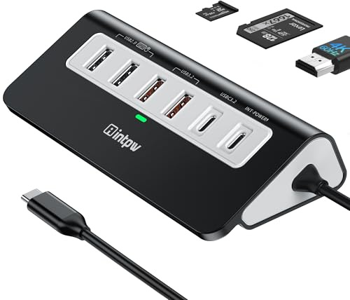 Intpw USB C Hub 10Gbps, 9-IN-1 Docking Station USB c mit HDMI 4K@60HZ, 3 USB 3.2 10Gbps Data, PD 100W, 2 USB-A 2.0, SD/TF Port, Aluminium USB HUB 3.2 für iPhone 16/15,MacBookAir/Pro