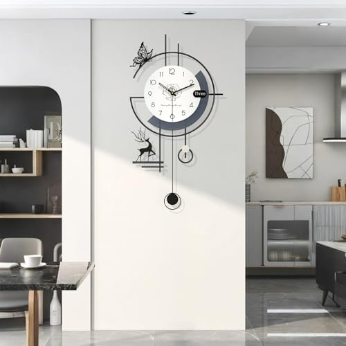 TWFJEL Kreativ Modern Wanduhr Exquisit Skandinavischer Stil Minimalistisch Dekorative Wanduhren Batteriebetrieben ohne Tickgeräusche Pendeluhr Art Deco für Wohnzimmer Schlafzimmer Büro Küche (L)