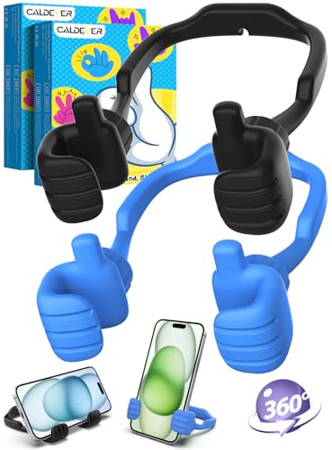 CALDEVER Teenager Jungs Mädchen Daumen Hoch Handyhalter Tisch | Lustige Kleine Geschenke für Frauen Männer Papa Mama Opa Geschenk Daumen Hoch Handyhalterung Handyständer 2 Pack Schwarz&Blau