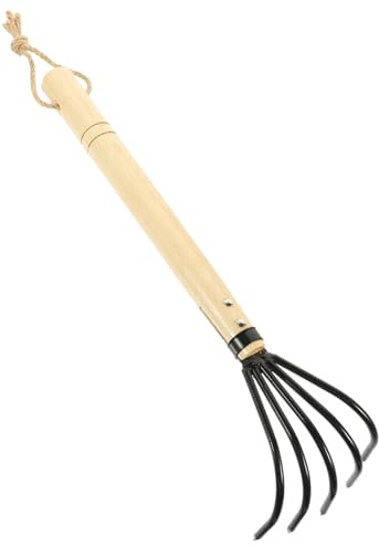 Gatuida Rastrello Per Vongole Denti Attrezzo Da Giardino Manico in Legno Utile Per Scavare Conchiglie Da Spiaggia o Allentare Terreno