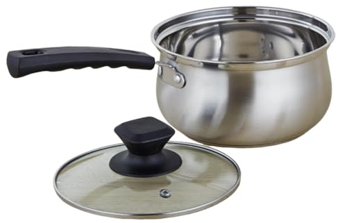 CAFIEDR 1 Stück Edelstahltopf, Kochtopf, Butterwärmer, Metall-Milchtopf, Milchkochtopf, Käsebrunnentopf, Siebtopf, Suppentopf, Schokoladenkerzen-Kochwerkzeug(20 cm)