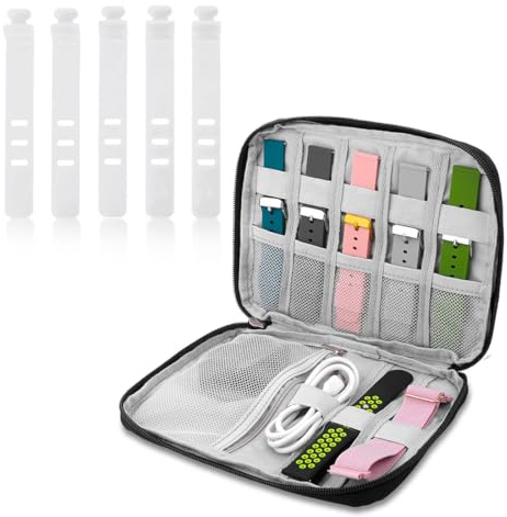 JUGUTA 1 Piece Sac Organisateur De Bracelet De Montre Avec 5 Organisateurs De Câbles, Organisateur De Cadran De Montre, Sac De Voyage, Étui De Rangement, Compatible Avec Tous Les Bracelets De Montre