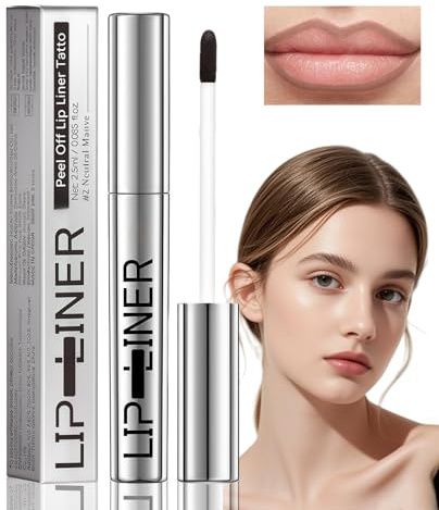 Peel Off Lip Liner Stain,Lip Stain Peel Off Long Lasting,Waterproof L/ip Tint St/ain,L/ip Stain Pen,Pe/el Off Li/p St/ain Matte Finish,Transfer-Proof Tint,Lipliner Pencil,Easy Pe/el(Neutral Mauve)
