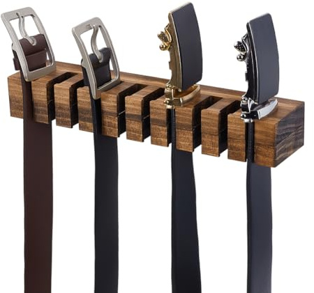 PH PandaHall Gürtel Organizer Gürtelhalter Aus Holz Zur Wandmontage Gürtelaufhänger Mit Schlitzen Platzsparende Aufbewahrung Für 10 Gürtel Schlafzimmer Schrank Einzelhandelsgeschäft Kamel 27x4x6cm