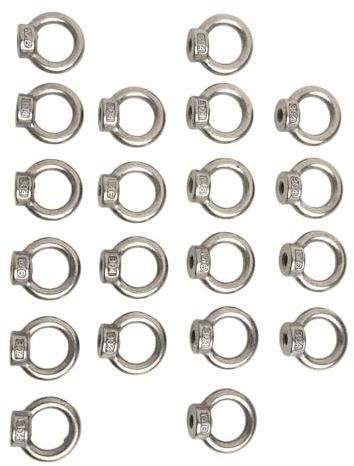 Tuercas de ojo de elevación M6 hembra roscadas para tuercas de anillo de acero inoxidable 304, 20 unidades, resistente a la corrosión, acabado suave, cierre hexagonal para maquinaria de elevación