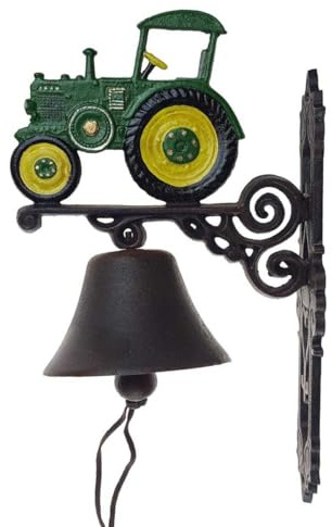 vianmo Wandglocke Türglocke Türklopfer Figürchen Gusseisen Grün-Gelber Traktor