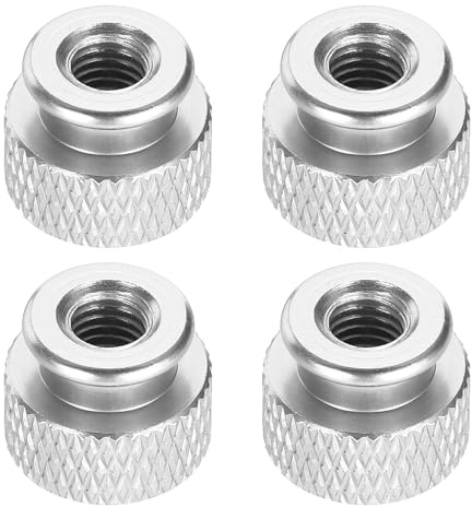 QUARKZMAN 4 Pièces Écrou À Molette, M5 12 mm 10 mm Hauteur Alliage D'Aluminium 6061 Anodisé Écrou À Main, Vis Châssis Métallique Pour Machines, Assemblage DIY, Électronique, Argent Brillant