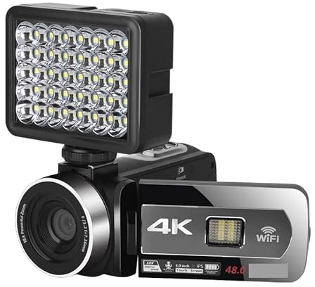 Macchina fotografica digitale, Full 4K Digital Camera Video Videocamera Vlog 48MP for lo streaming live con Messa a fuoco automatica Registratore digitale Time Lapse(128GB SD Card,AF6-Light)