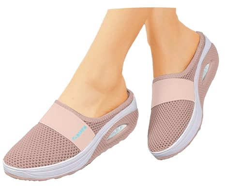 HTNEDNST Zapatillas de estar por casa para mujer, zapatillas ortopédicas para mujer, con plantilla para diabéticos, zapatos de malla, transpirables, antideslizantes, para la salud, verano, sandalias