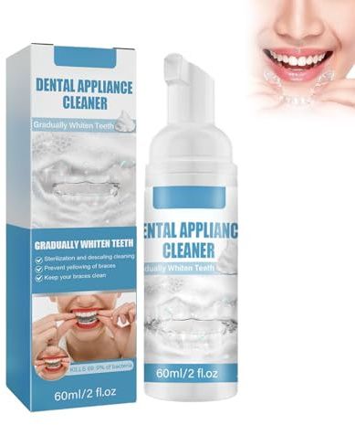 Oppingster Schiuma detergente per retainer da 60 ml, detergente per ortodonzia e bite dentali, pastiglie detergenti per protesi dentarie, schiuma detergente ortodontica Cura dei denti