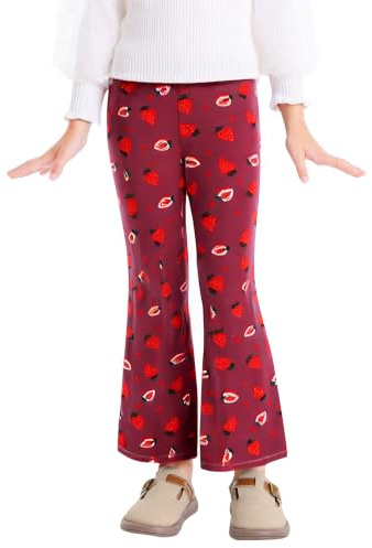 SEAUR Flänsande leggings för flickor i mjuk sammet med tryckta stretchbyxor | Trendig Bootcut i stretch sammet, för skola, spel och fritid, vår höst