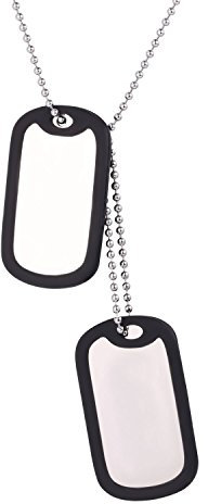 U7 Anhänger Halskette Militärischen Erkennungsmarken mit 60cm Kugelkette Männer Frauen Edelstahl Armee Stil Dog Tag schwarz Silikon Rahmen, Silber