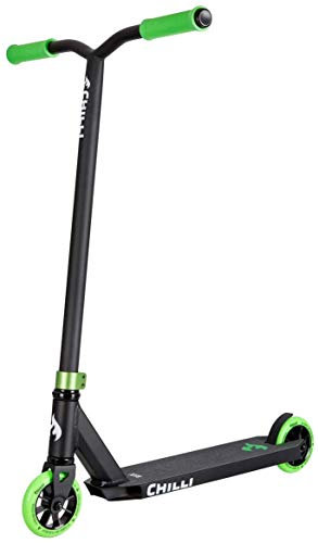 Chilli Pro Scooter Base Neon Green | Erstklassiger grüner Stunt-Scooter für Einsteiger | Robuster Roller, drehbarer Lenker ideal für Tricks geeignet | Leicht & schnell für maximales Fahrvergnügen
