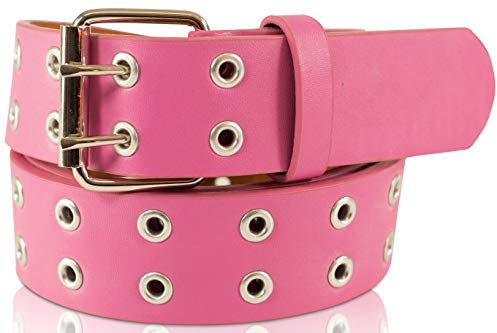 SCAMODA Doppelloch Nietengürtel mit Leder für Damen und Herren, Ösengürtel, versch. Farben, Größen, Breiten