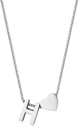 JewelryWe Schmuck Damen Halskette Buchstaben Herz Initial Alphabet A-Z Edelstahl Anhänger mit Kette für Frauen Mädchen Silber/Gold