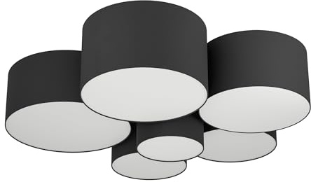 EGLO Deckenlampe Pastore 2,6 flammige Deckenleuchte | Wohnzimmerlampe aus Textil in Schwarz, Weiß, Schlafzimmerlampe, Flurlampe Decke mit E27 Fassung