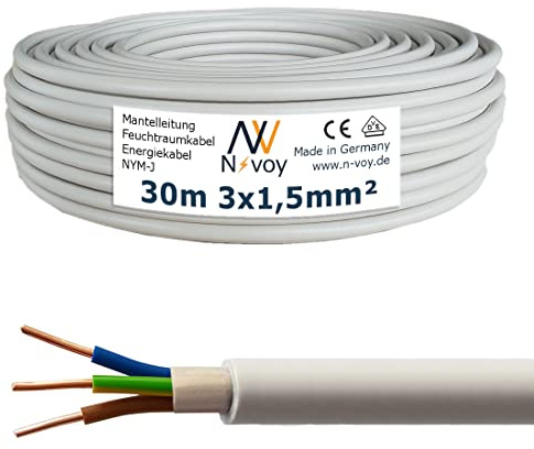 NYM-J 3x1,5 mm² 30m Mantelleitung Installationskabel Stromkabel nach DIN VDE 0250 M03
