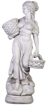 gartendekoparadies.de Frauen-Statue Antiker Stil, Grau, H. 133 cm | Steinfigur, Frostsicher, Steinguss, Für Außenbereich, 147 kg