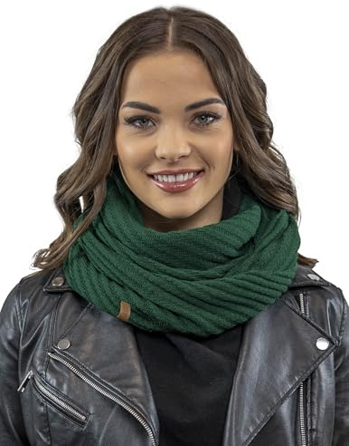 VIVISENCE Damen Loopschal Zweifach Gefaltet Ideal Für Kalte Wintertage 7017S, Grün,Einheitsgröße
