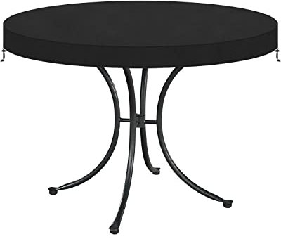 VANSHEIM Funda Mesa Exterior Impermeable Cubiertas de Mesa de Exterior Funda Mesa Redonda Terraza Funda para Mesa de Jardin Redonda con Cordón Resistente al Viento Durabilidad Paño Polyester Ø92x10cm