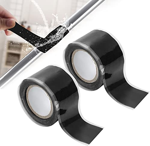 ThatsRad 2 PZS Cinta de Silicona de Autofusión 25mm x 3 Metros Cinta Aislante Negro Cinta de Selladora Autoadhesiva Cinta Reparación para Fuga de Agua en Tuberías, Fuga de Manguera, Cables Eléctrico