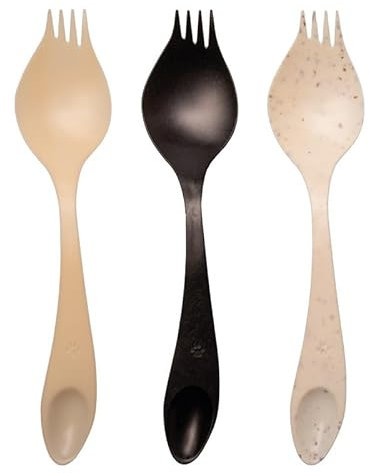 Cuillère fourchette Georgette végétale - Lot de 50 - Marron bois - 16 cm